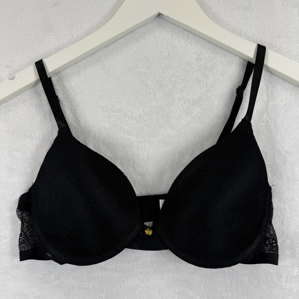 Adrienne Vittadini Studio Black Lace T-Shirt Bra 34C Adjustable Straps 2019-49